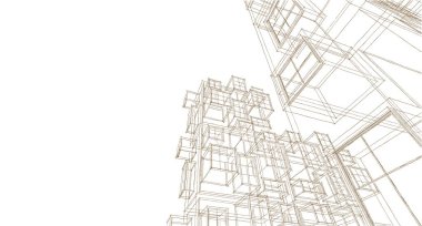 soyut mimari modülleri 3d oluşturma