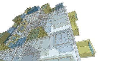 soyut mimari modülleri 3d oluşturma