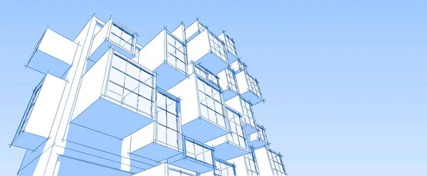 抽象建築モジュール3Dレンダリング — ストック写真