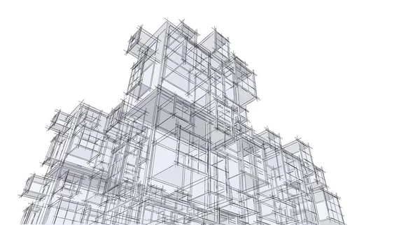 抽象建築モジュール3Dレンダリング — ストック写真