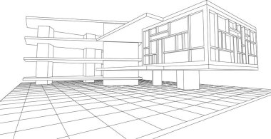 modern ev inşaatı 3D görüntüleme