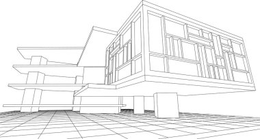 modern ev inşaatı 3D görüntüleme