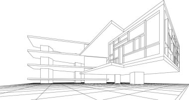 modern ev inşaatı 3D görüntüleme