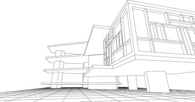 modern ev inşaatı 3D görüntüleme
