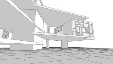 modern ev inşaatı 3D görüntüleme