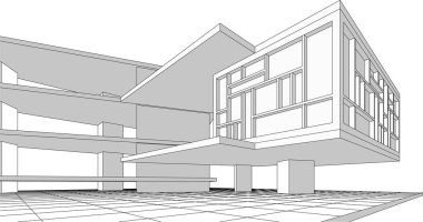 modern ev inşaatı 3D görüntüleme