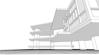 modern ev inşaatı 3D görüntüleme