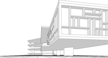 modern ev inşaatı 3D görüntüleme