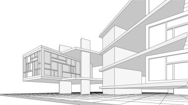 modern ev inşaatı 3D görüntüleme