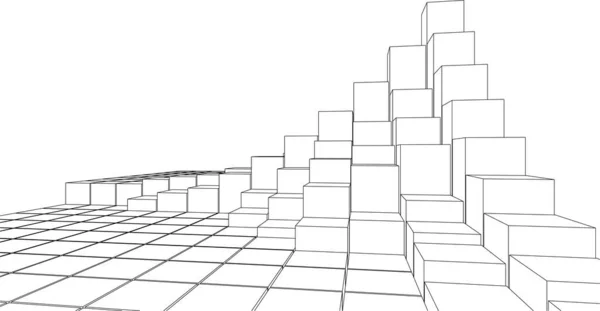 Blokjes Abstracte Geometrie Rendering — Stockvector