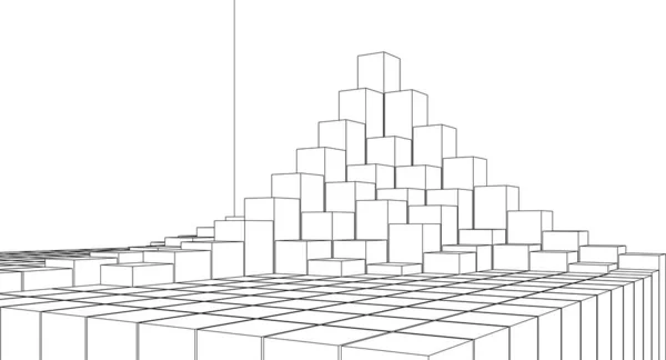 立方体抽象几何3D渲染 — 图库矢量图片