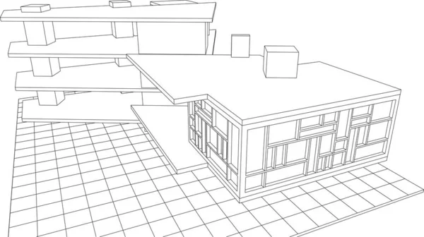 现代房屋建造设计3D渲染 — 图库矢量图片