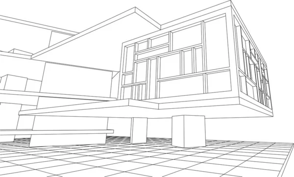 Design Construction Maison Moderne Rendu — Image vectorielle