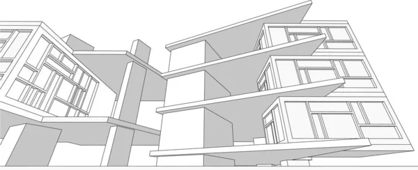 Moderní Dům Konstrukce Design Vykreslování — Stockový vektor
