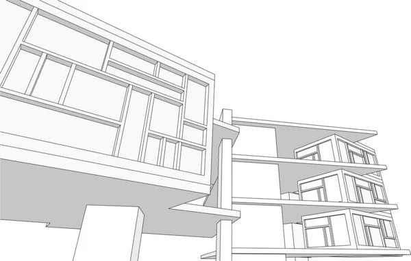 现代房屋建造设计3D渲染 — 图库矢量图片