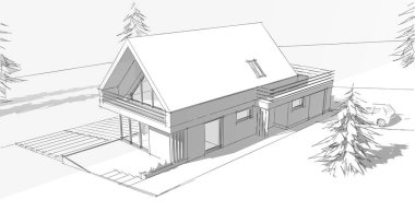 ev mimarisi çizimi 3d illüstrasyon