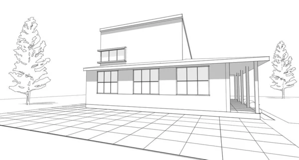 Архитектурный Эскиз Дома Иллюстрация — стоковое фото