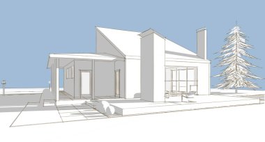 ev mimarisi çizimi 3d illüstrasyon