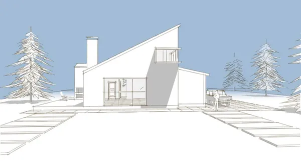 Haus Architektonische Skizze Illustration — Stockfoto