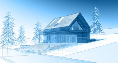 Kışları dağlarda bir ev.