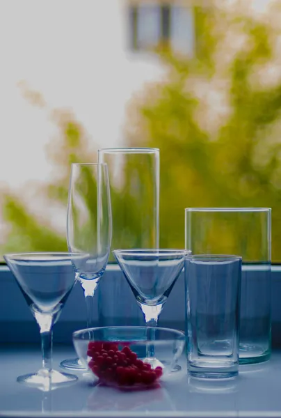 Nature Morte Verre Baies Silhouette — Photo