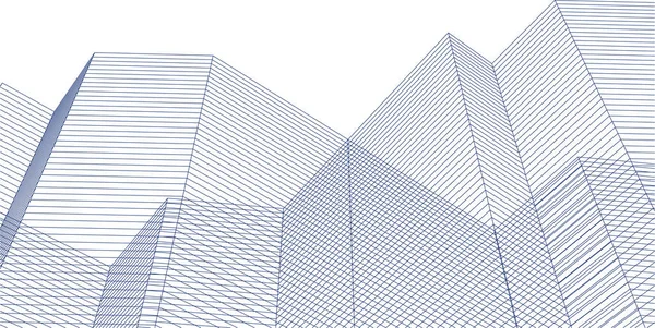 抽象的な幾何学的背景線型構造3Dレンダリング — ストックベクタ