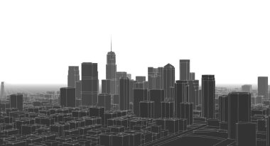 Modern şehir panoraması 3D illüstrasyon