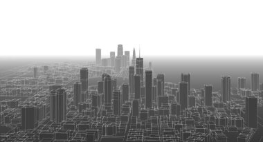 Modern şehir panoraması 3D illüstrasyon