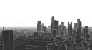Modern şehir panoraması 3D illüstrasyon