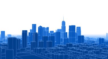 Modern şehir panoraması 3D illüstrasyon