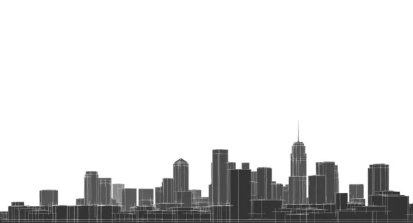 Panorama Ciudad Moderna Ilustración — Foto de Stock