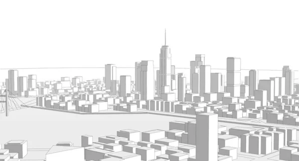 Moderne Stad Panorama Illustratie — Stockfoto