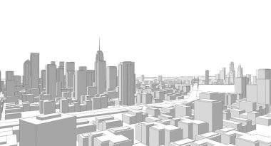 Modern şehir panoraması 3D illüstrasyon