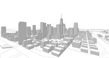 Modern şehir panoraması 3D illüstrasyon