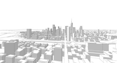 Modern şehir panoraması 3D illüstrasyon