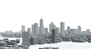 Modern şehir panoraması 3D illüstrasyon