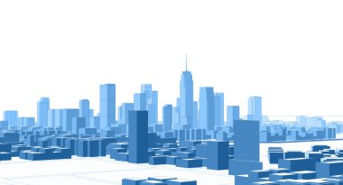 Modern şehir panoraması 3D illüstrasyon