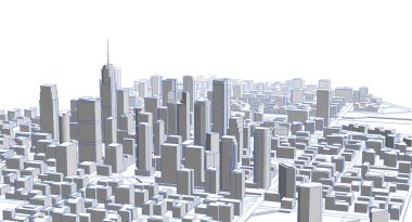 Modern şehir panoraması 3D illüstrasyon