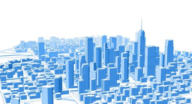 Modern şehir panoraması 3D illüstrasyon