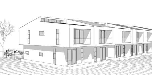 住宅建築家の家3D — ストック写真