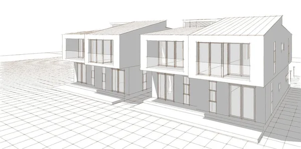 住宅建築家の家3D — ストック写真