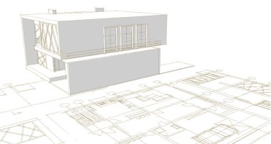 ev planı mimari konsepti 3D oluşturma