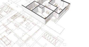 ev planı mimari konsepti 3D oluşturma