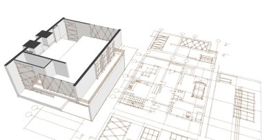 ev planı mimari konsepti 3D oluşturma