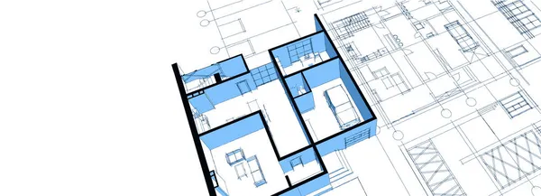 家の計画建築コンセプト3Dレンダリング — ストック写真