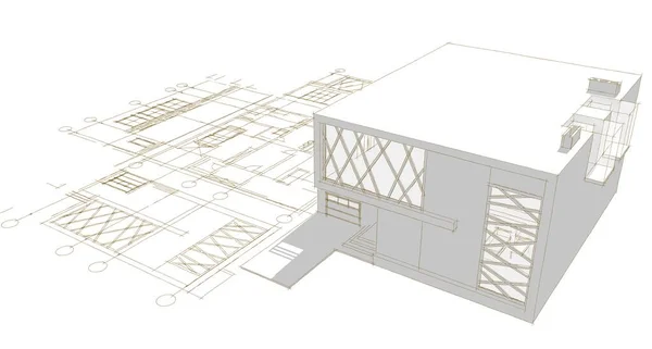 Plano Casa Concepto Arquitectónico Rendering — Foto de Stock