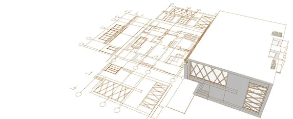 Haus Planen Architektonisches Konzept Rendering — Stockfoto