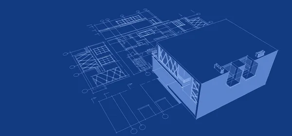 Plan Domu Koncepcja Architektoniczna Rendering — Zdjęcie stockowe