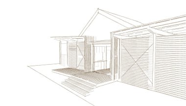 ev mimarisi çizimi 3d illüstrasyon