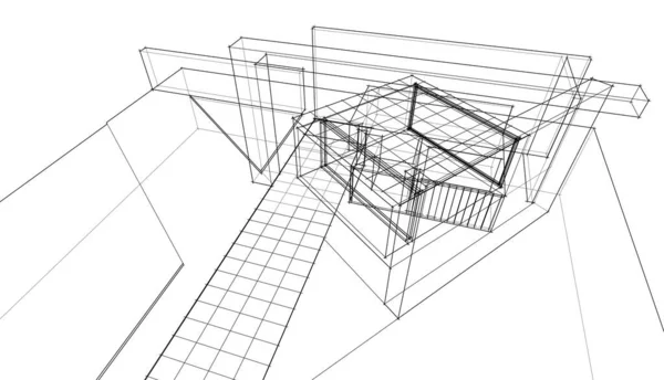 現代の家のスケッチ3Dイラスト — ストック写真